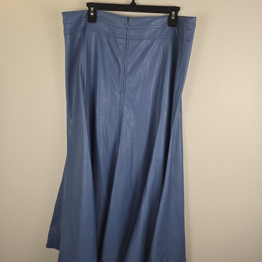 Tuckernuck Flared Slate Blue Skirt Faux Leather 37" Long COTTAGECORE PEASANT 12 - Picture 6 of 14